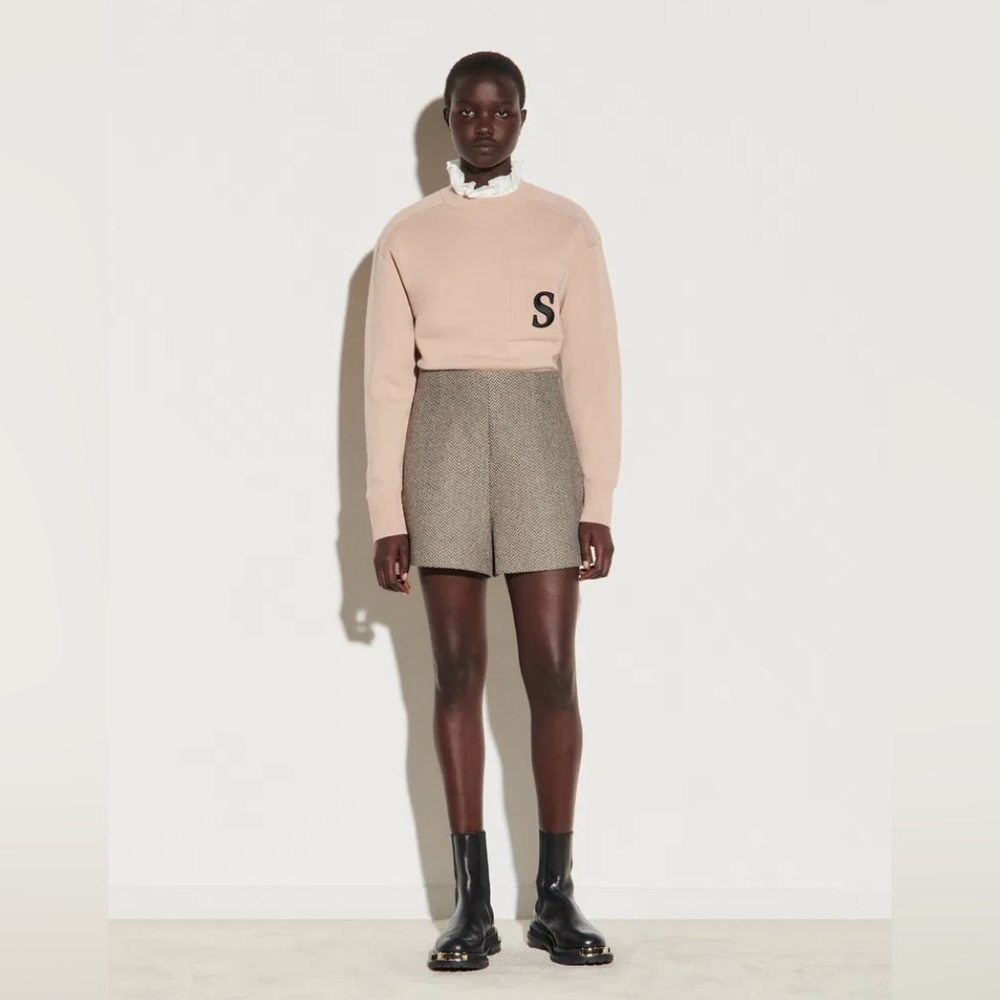 Sandro Beige and Gray High Waist Women's Shorts